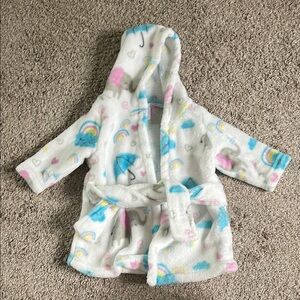 Kids White and Blue Robe with Rainbow Print